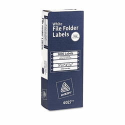 AVE4027 Dot Matrix File Folder Labels, 7/16 x 3-1/2 , White, 5000/Box By AVERY-DENNISON