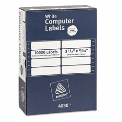 AVE4030 Dot Matrix Printer Address Labels, 2 Across, 15/16 x 3-1/2, 10000/Box By AVERY-DENNISON