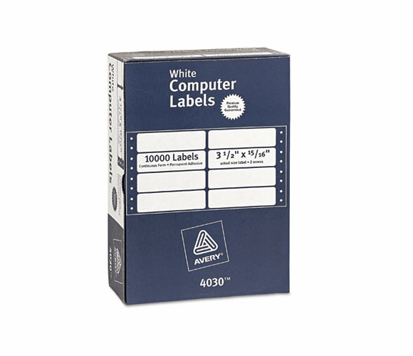 AVE4030 Dot Matrix Printer Address Labels, 2 Across, 15/16 x 3-1/2, 10000/Box By AVERY-DENNISON