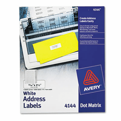 AVE4144 Dot Matrix Printer Address Labels, 3 Across, 15/16 x 2-1/2, White, 3000/Box By AVERY-DENNISON