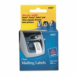 AVE4151 Address Labels, 1-1/8 x 3-1/2, Clear, 120/Roll, 1 Roll/Box By AVERY-DENNISON
