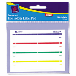 AVE45215 Label Pads, 2/3 x 3 7/16, Assorted, 160/Pack By AVERY-DENNISON