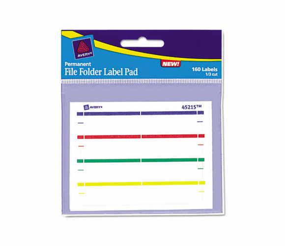 AVE45215 Label Pads, 2/3 x 3 7/16, Assorted, 160/Pack By AVERY-DENNISON
