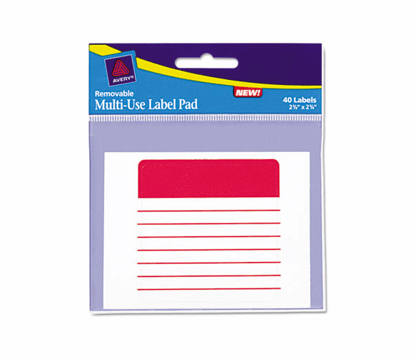 AVE45274 Removable Label Pads, 2-5/8 x 2-5/8, White, 40/Pack By AVERY-DENNISON