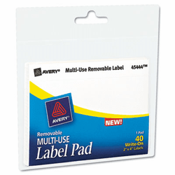 AVE45444 Removable Label Pads, 2 x 4, White, 40/Pack By AVERY-DENNISON
