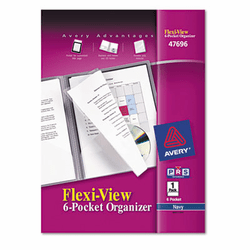 AVE47696 Flexi-View Six-Pocket Polypropylene Organizer, 150-Sheet Capacity, Navy/Blue By AVERY-DENNISON