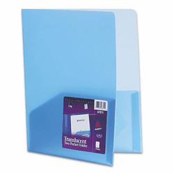 AVE47811 Polypropylene Pocket Portfolio, Translucent Blue By AVERY-DENNISON