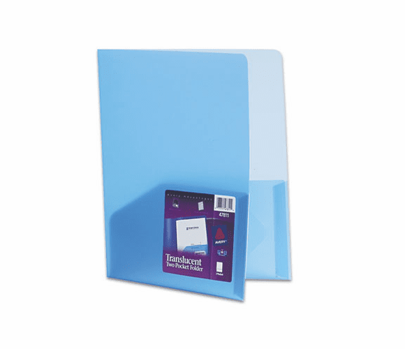 AVE47811 Polypropylene Pocket Portfolio, Translucent Blue By AVERY-DENNISON