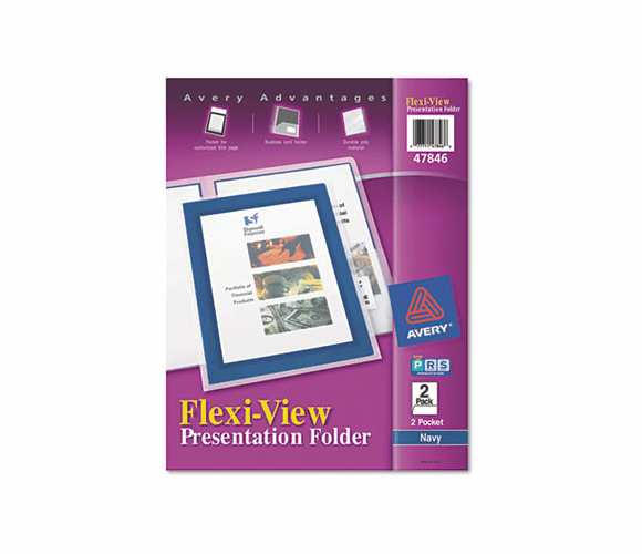 AVE47846 Flexi-View Two-Pocket Polypropylene Folders, Navy/Translucent, 2/Pack By AVERY-DENNISON