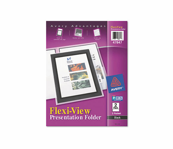 AVE47847 Flexi-View Two-Pocket Polypropylene Folder, Translucent Black, 2/Pack By AVERY-DENNISON
