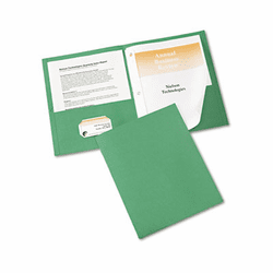 AVE47977 Paper Two-Pocket Report Cover, Tang Clip, Letter, 1/2" Capacity, Green, 25/Box By AVERY-DENNISON