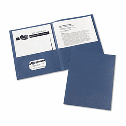 AVE47985 Two-Pocket Portfolio, Embossed Paper, 30-Sheet Capacity, Dark Blue, 25/Box By AVERY-DENNISON