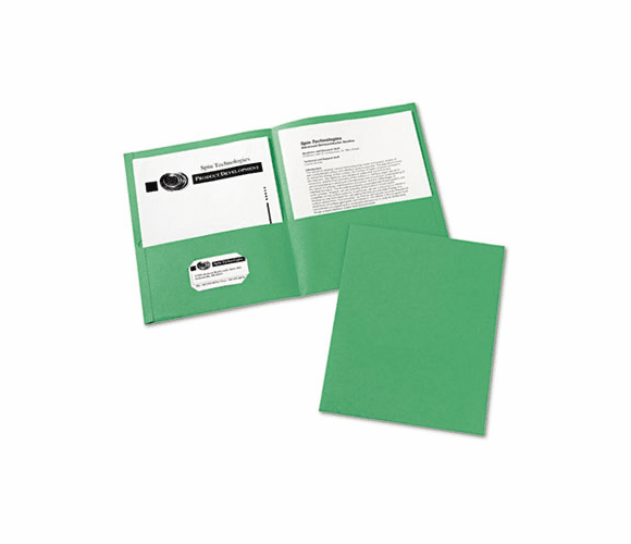 AVE47987 Two-Pocket Embossed Paper Portfolio, 30-Sheet Capacity, Green, 25/Box By AVERY-DENNISON