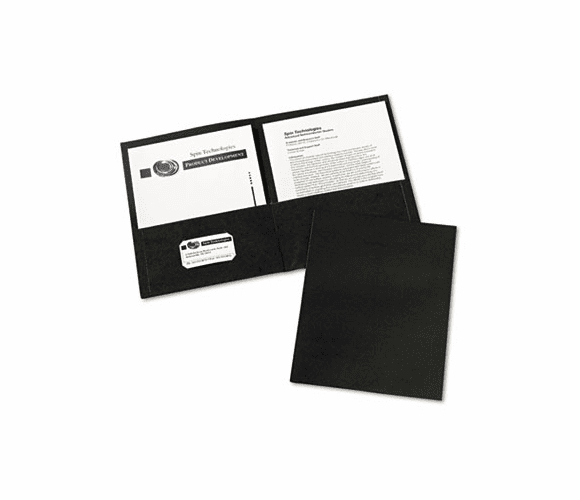 AVE47988 Two-Pocket Embossed Paper Portfolio, 30-Sheet Capacity, Black, 25/Box By AVERY-DENNISON