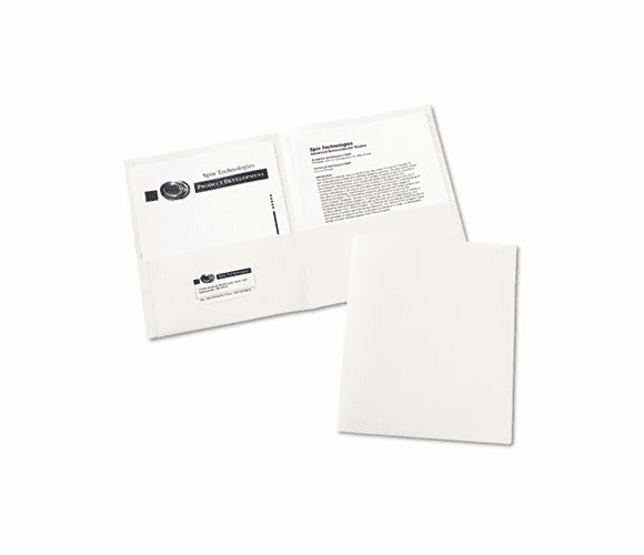AVE47991 Two-Pocket Embossed Paper Portfolio, 30-Sheet Capacity, White, 25/Box By AVERY-DENNISON