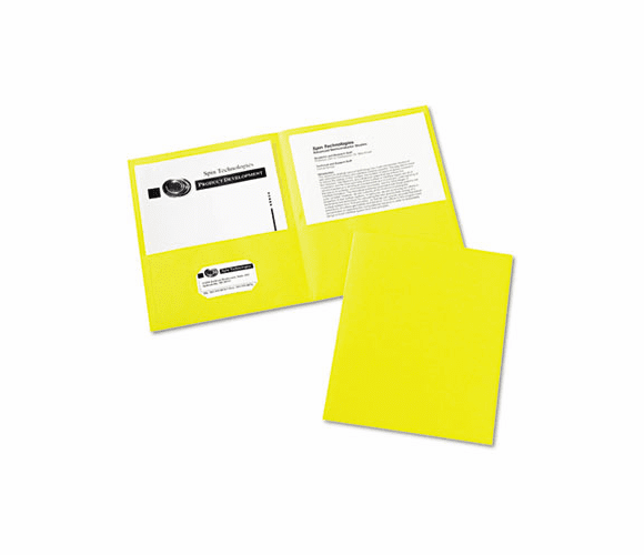 AVE47992 Two-Pocket Embossed Paper Portfolio, 30-Sheet Capacity, Yellow, 25/Box By AVERY-DENNISON