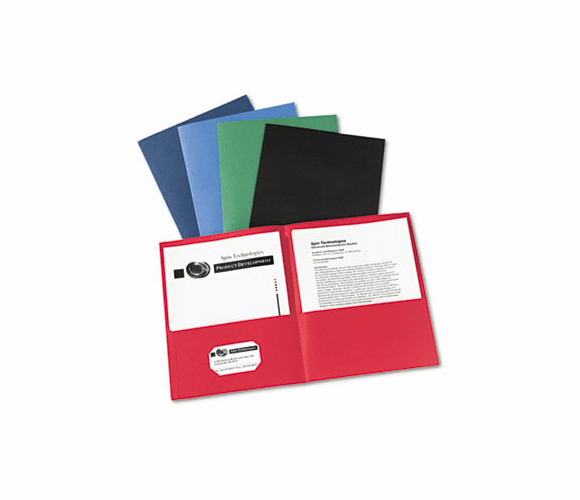 AVE47993 Two-Pocket Portfolio, Embossed Paper, 30-Sheet Capacity, Assorted Colors, 25/BX By AVERY-DENNISON