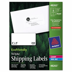AVE48263 EcoFriendly Labels, 2 x 4, White, 250/Pack By AVERY-DENNISON