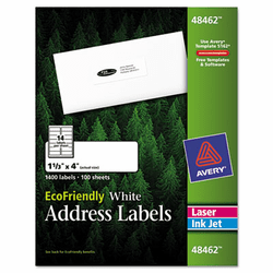 AVE48462 EcoFriendly Labels, 1-1/3 x 4, White, 1400/Pack By AVERY-DENNISON