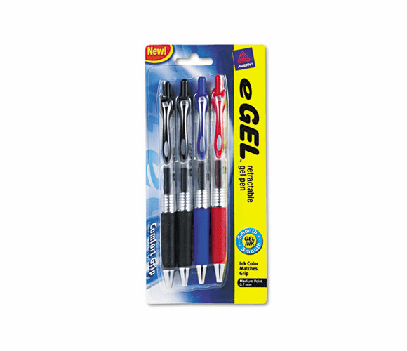 AVE49949 eGEL Roller Ball Retractable Gel Pen, Assorted Ink, Medium, 4 per Set By AVERY-DENNISON