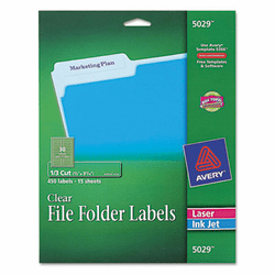AVE5029 Self-Adhesive Filing Labels, 1/3 Cut, 2/3 x 3-7/16, Clear, 450/Pack By AVERY-DENNISON