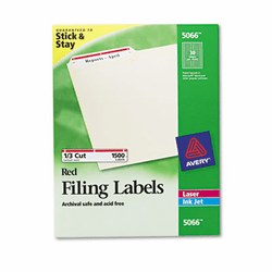 AVE5066 Self-Adhesive Laser/Inkjet File Folder Labels, White, Red Border, 1500/Box By AVERY-DENNISON
