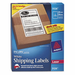 AVE5126 Shipping Labels with TrueBlock Technology, 5-1/2 x 8-1/2, White, 200/Box By AVERY-DENNISON