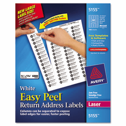 AVE5155 Easy Peel Laser Mailing Labels, 2/3 x 1-3/4, White, 6000/Pack By AVERY-DENNISON