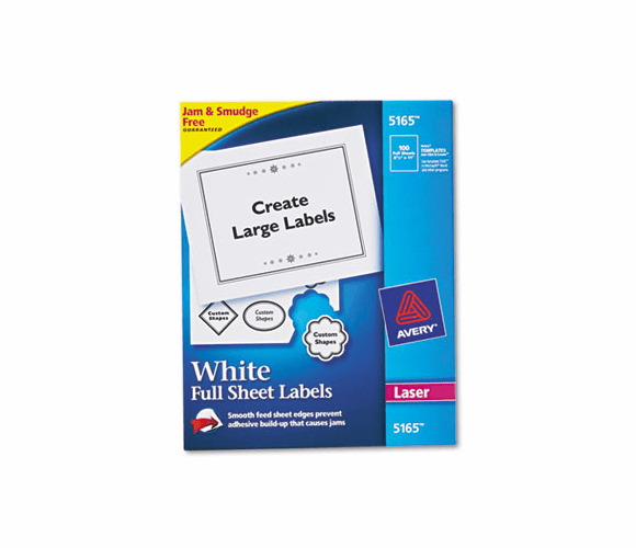 AVE5165 Shipping Labels with TrueBlock Technology, 8-1/2 x 11, White, 100/Box By AVERY-DENNISON