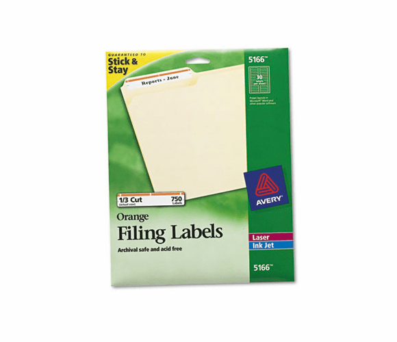 AVE5166 Permanent Adhesive Laser/Inkjet File Folder Labels, Orange Border, 750/Pack By AVERY-DENNISON