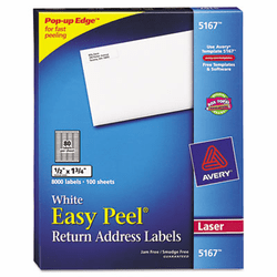AVE5167 Easy Peel Laser Address Labels, 1/2 x 1-3/4, White, 8000/Box By AVERY-DENNISON