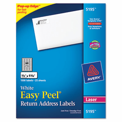 AVE5195 Easy Peel Laser Address Labels, 2/3 x 1-3/4, White, 1500/Pack By AVERY-DENNISON