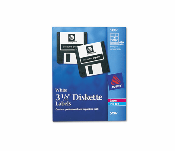 AVE5196 Laser/Inkjet 3.5in Diskette Labels, White, 630/Box By AVERY-DENNISON