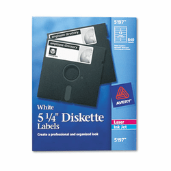 AVE5197 Laser/Inkjet 5.25in Diskette Labels, White, 840/Box By AVERY-DENNISON