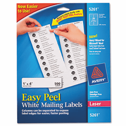 AVE5261 Easy Peel Laser Address Labels, 1 x 4, White, 500/Pack By AVERY-DENNISON