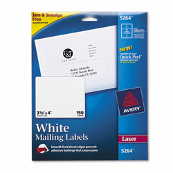 AVE5264 Shipping Labels with TrueBlock Technology, 3-1/3 x 4, White, 150/Pack By AVERY-DENNISON