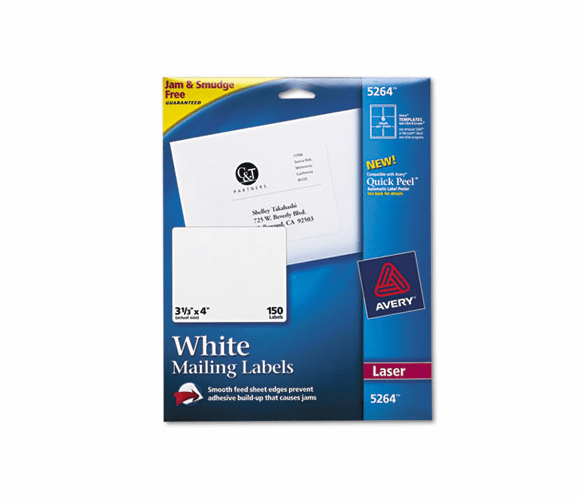 AVE5264 Shipping Labels with TrueBlock Technology, 3-1/3 x 4, White, 150/Pack By AVERY-DENNISON