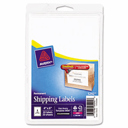 AVE5292 Laser/Inkjet Shipping Labels w/TrueBlock Technology, 4 x 6, White, 20/PK By AVERY-DENNISON