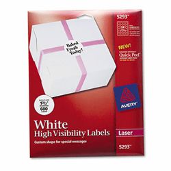 AVE5293 High-Visibility Round Laser Labels, 1-2/3in dia, White, 600/Pack By AVERY-DENNISON