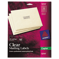 AVE5314 Self-Adhesive Mailing Labels for Copiers, 1 x 2-13/16, Clear, 660/Pack By AVERY-DENNISON