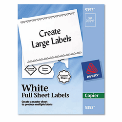 AVE5353 Self-Adhesive Full-Sheet Shipping Labels for Copiers, 8-1/2 x 11, White, 100/Box By AVERY-DENNISON