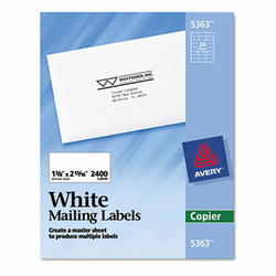 AVE5363 Self-Adhesive Address Labels for Copiers, 1-3/8 x 2-13/16, White, 2400/Box By AVERY-DENNISON