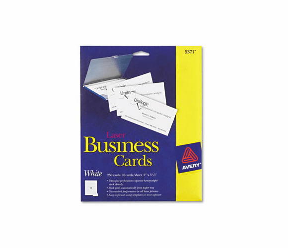AVE5371 Laser Business Cards, 2 x 3 1/2, White, 10 Cards/Sheet, 250/Pack By AVERY-DENNISON