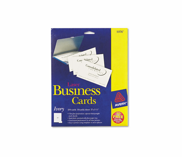 AVE5376 Laser Business Cards, 2 x 3 1/2, Ivory, 10 Cards/Sheet, 250/Pack By AVERY-DENNISON