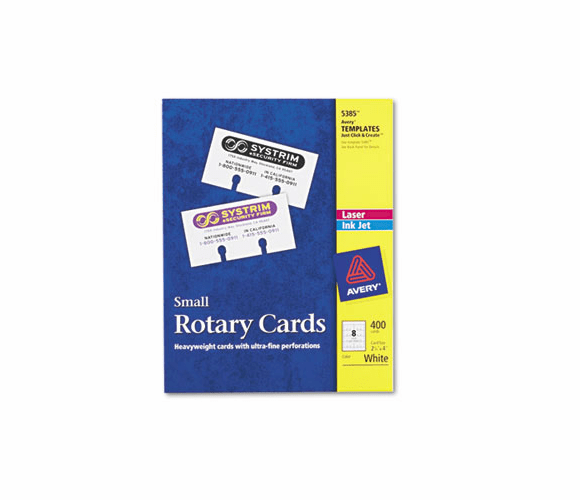 AVE5385 Laser/Inkjet Rotary Cards, 2 1/6 x 4, 8 Cards/Sheet, 400 Cards/Box By AVERY-DENNISON