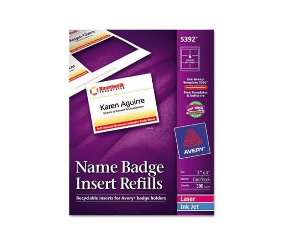 AVE5392 Additional White Laser/Inkjet Inserts, 3 x 4, W