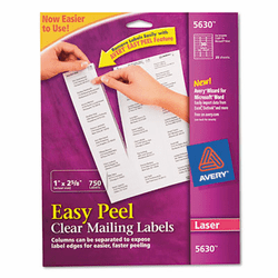 AVE5630 Easy Peel Laser Mailing Labels, 1 x 2-5/8, Clear, 750/Box By AVERY-DENNISON