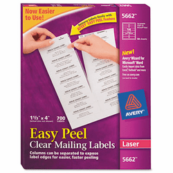 AVE5662 Easy Peel Laser Mailing Labels, 1-1/3 x 4, Clear, 700/Box By AVERY-DENNISON
