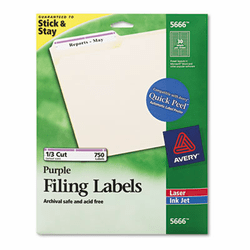 AVE5666 Self-Adhesive Laser/Inkjet File Folder Labels, Purple Border, 750/Pack By AVERY-DENNISON