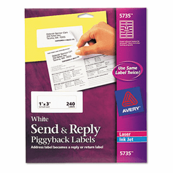 AVE5735 Send & Reply Piggyback Inkjet/Laser Printer Labels, 1-5/8 x 4, White, 240/Pack By AVERY-DENNISON